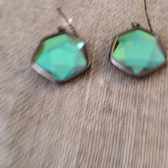 Kendra Scott "Vanessa" Dichroic Glass Drop Earrings Set in Gunmetal - Picture 3 of 4